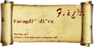 Faragó Örs névjegykártya